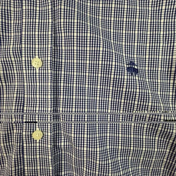 Brooks Brothers Men's L Slim Fit Blue & White Gingham LS Dress Shirt‎ SEE DESC - Picture 7 of 16